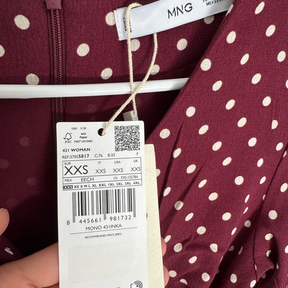 MNG Burgundy Polka Dot Dress